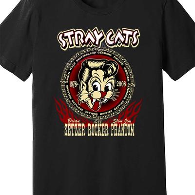 TEMU Cats Graphic Tee, 100% Cotton Crew Neck T-shirt, Casual Short Sleeve Knit Fabric Top For Men, Solid Color, Regular Fit - Black, Apparel | Character Print Top | Comfortable Stretch Fabric Image