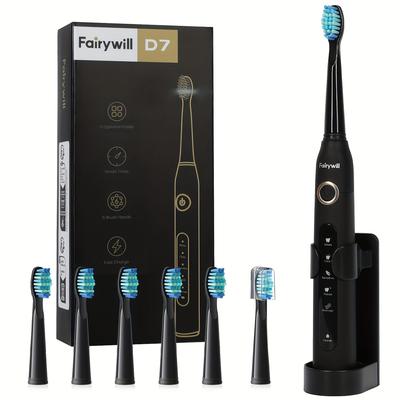 TEMU Fairywill Electric Toothbrush Timer, Rechargeable Toothbrush With 8 Brush Heads +travel Case Image