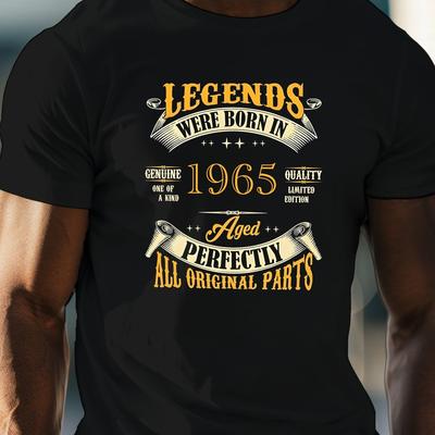 TEMU 1965 Legend Printed Men's Casual T-shirt, Polyester, Soft Breathable Quick Dry Fabric, Short Sleeve Round Neck Summer Tee Image