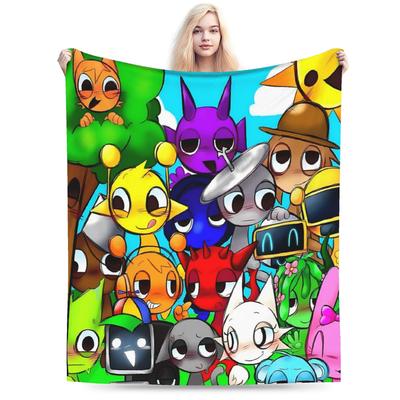 TEMU Worlds Flannel Throw Blanket - Cartoon Design, Cozy & Warm For Living Room, Office, Sofa Decor | Travel Blanket | Ideal Multi- Gift | Vibrant Colors Image