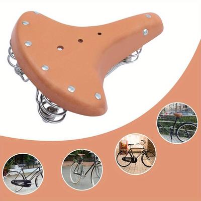 TEMU Vintage Bike , Bike Seat Touring City Comfortable Leather Bicycle Seat Comfortable Bike Seat, Cruise Wide Bike For