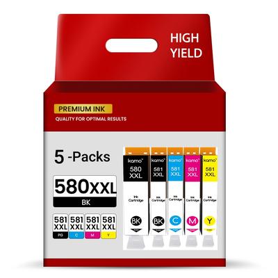 TEMU Pgi-580 Cli-581 Xxl Multipack Compatible With 580xxl 581xxl Ink Cartridges (5 Pack), For Tr8550 Tr7550 Ts6150 Ts6151 Ts8150 Ts8151 Ts8152 Ts9150 Ts9155 Ts6250 Ts6251 Ts9550 Ts9551c Ts8250