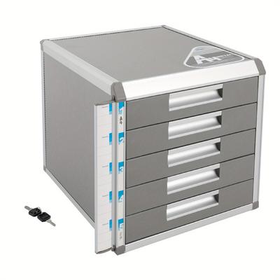 TEMU Drawer Boxes, Metal Drawer Box, Lockable, 5 Drawers, Desk Drawer Box, Storage, Storage Box, Aluminium Alloy - X 35 X 29.8 Cm Image