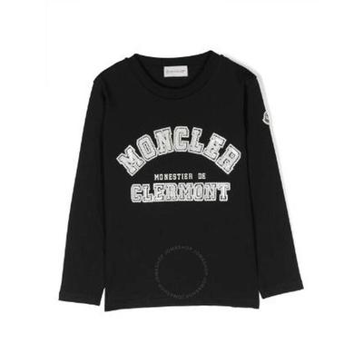 Sequinned-Logo Cotton T-Shirt - Black - Moncler Tops