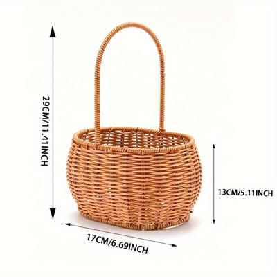 TEMU Woven Flower Arrangement , Hand-held , Plastic Woven Handmade Basket, Baby Egg Decoration, Home