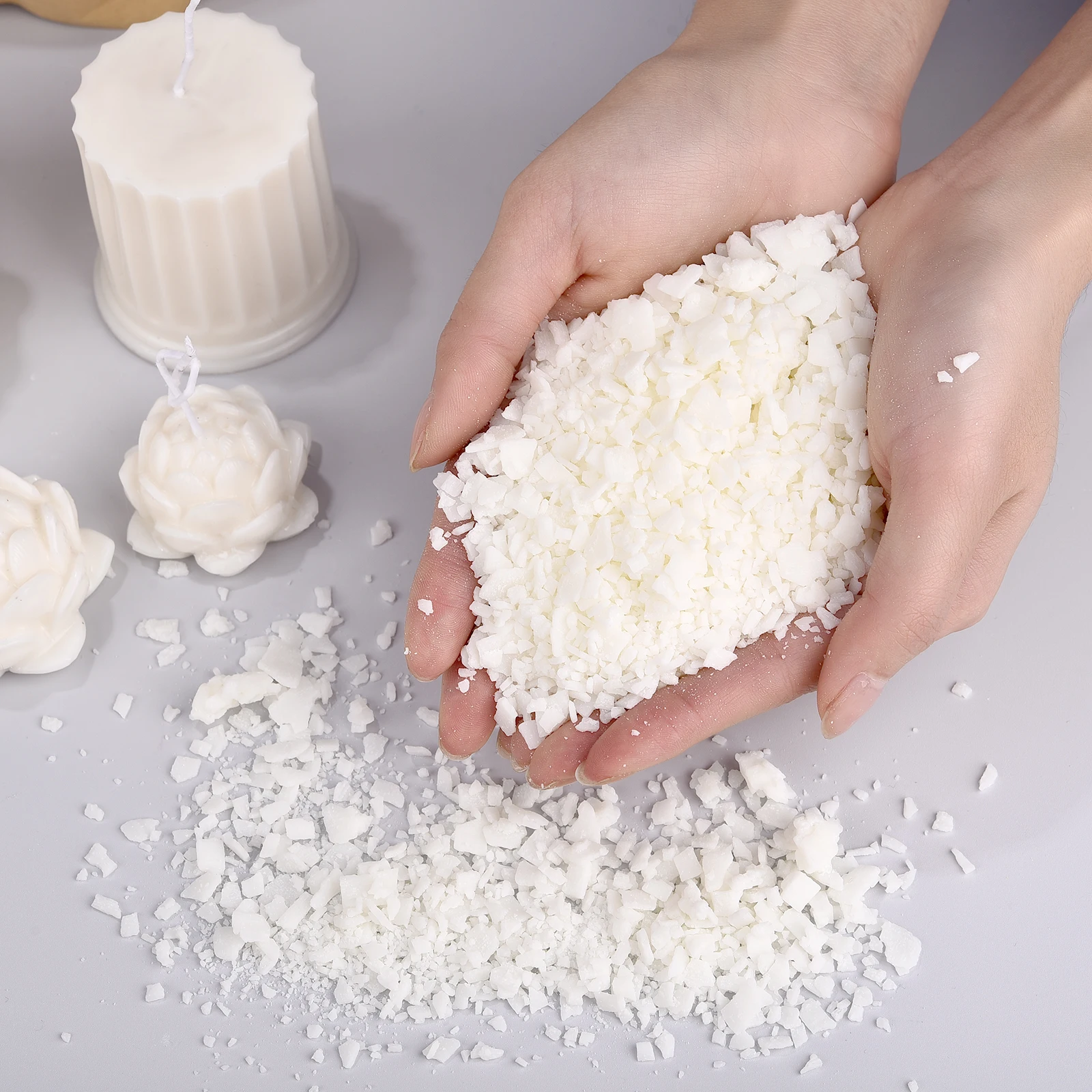 50/100/250/500/1000 g natürliches Sojawachs-Granulat-Duftkerzenmaterial, 100 % keine Zusatzstoffe für rauchfreies DIY-Kerzenherstellungsmaterial Image