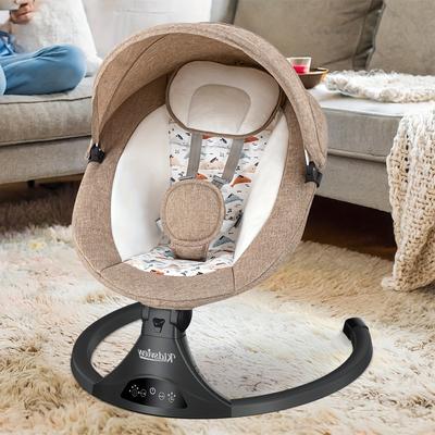 TEMU Lightweight & Portable Swing With Remote - Soft Padded Seat, Safety Harness, Easy Fold Design For 0-12 Months, Supports Up To 20lbs - Perfect Indoor/outdoor Gift For &