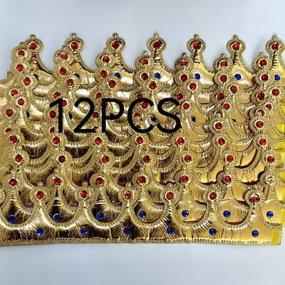 TEMU 12pcs King's Golden And Silvery Crown Fabric Crown Suitable For Halloween Headbands, Festival Party Performance Dress Up