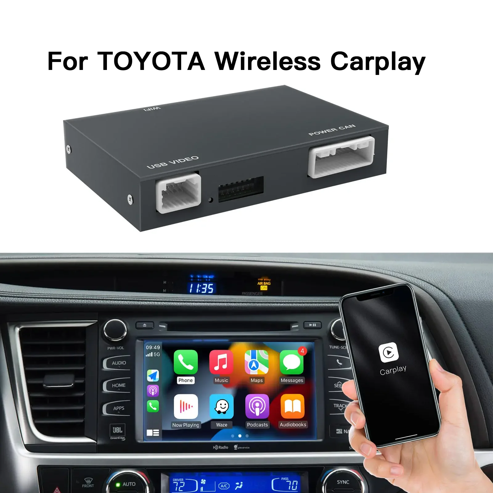 CARABC Drahtlose Carplay Android Auto Modul Für TOYOTA touch2 Corolla Camry yaris CHR Auris RAV4 Prius Highlander Auto Decoder Image
