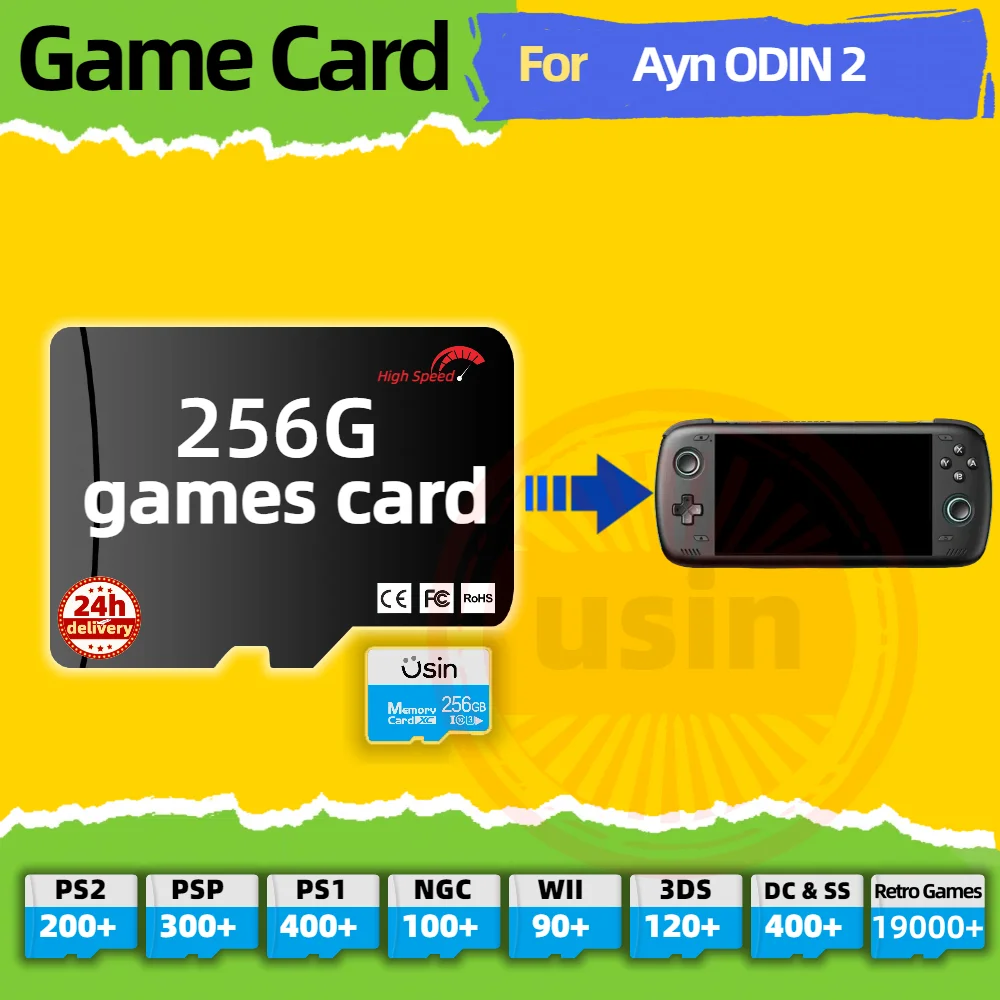 Spielkarte für Ayn Odin 2 Odin 2 Portal TF Retro-Spiele PS2 PSP PS1 Android tragbare Handheld-Gaming-SD-Karte High Speed 256G Image