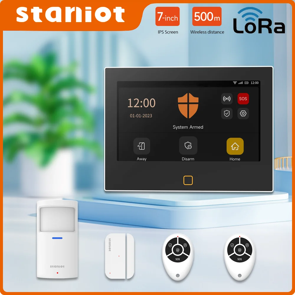 Staniot LoRa Version 7 Zoll Sicherheitsalarmsystem WiFi 4G Tuya Smart Home Einbrecher-Kit 500 m Übertragungsreichweite Eingebaute Sirene Image