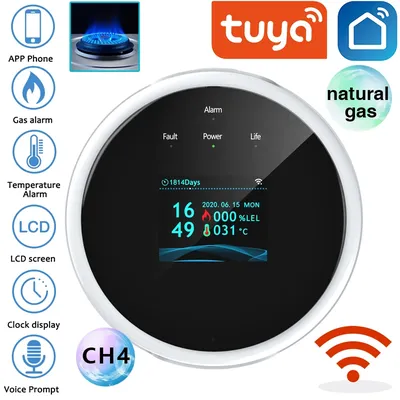 Tuya 2,4G WiFi Gas Alarm Sensor Brennbaren Gas Detektor Funktioniert Mit Smart Leben APP Informationen Push Für Home Alarm system