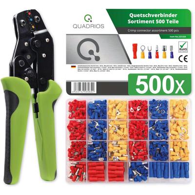 Quadrios - Multifunktions-Crimpzange für isolierte Kabelschuhe mit Quetschverbinder-Set Image