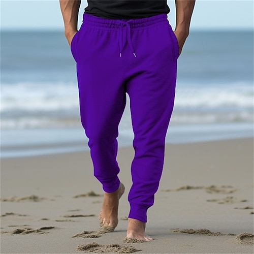 Herren Sportliche Hosen Jogginghose Trainingshose Jogginghose Jogger Hose Hosen Tasche Kordelzug Elastische Taille Glatt Komfort Sports Outdoor Täglich Modisch Brautkleider schlicht Schwarz Weiß Image