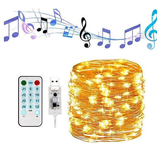 20m Lichterkette 200 LEDs 17-Tasten-Fernbedienung 1 set Warmes Weiß RGB Weiß Wasserfest Schneidbar USB USB angetrieben Image