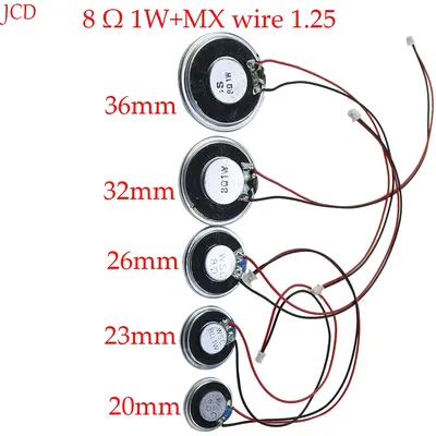 2PCS Ultra Thin Speaker 8 Ohms 1W Watt Diameter 20MM 23MM 26MM 32MM 36MM With MX1.25 Plug Terminal