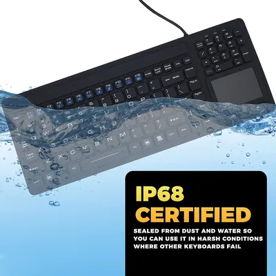 IP68 Waterproof Industrial Medical Silicone Keyboard With Touchpad For Hospital Apparatus And Food