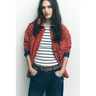 Alexie Jacket at Free People in Cherry Combo, Size: Large