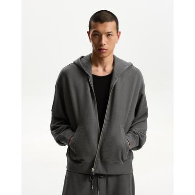 Bershka Cropped Boxy Fit Zip-Up Hoodie Men M Grey
