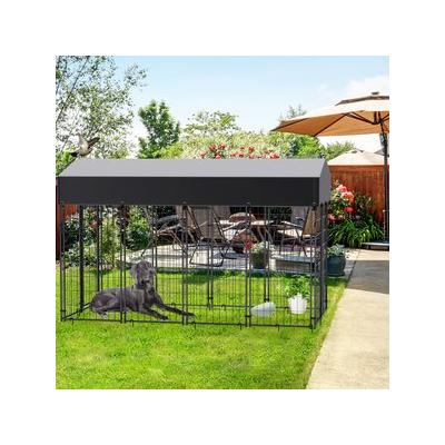 BingoPaw Outdoor Dog & Cat Kennel with Cover, Black, Large