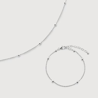 Beaded Rope Chain Necklace & Bracelet Set