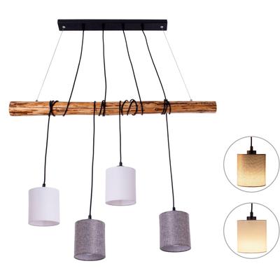 NÄVE Pendelleuchte "Malta", braun, Ø 13,00cm H: 150,00cm, Lampen, Textilschirme weiß/naturgrau, Gestell Metall/Zedernholz, 4x E27 Image