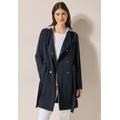 Trenchcoat CECIL, Damen, Gr. XXL (46), blau (schwarz navy blau), Stoff, Obermaterial: 100% Polyester; Kapuze: 80% Baumwolle, 20% Polyester, unifarben, casual, gerade hüftbedeckend, ohne Ausschnitt, Langarm Bündchen, Mäntel, mit abnehmbarer Kapuze