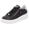 Plateausneaker RIEKER SPORT, Damen, Gr. 39, schwarz-weiß (schwarz, weiß), Leder, kontrastfarbene Details, sportlich, Schuhe, Freizeitschuh, Halbschuh, Schnürschuh mit seitlicher Perforation