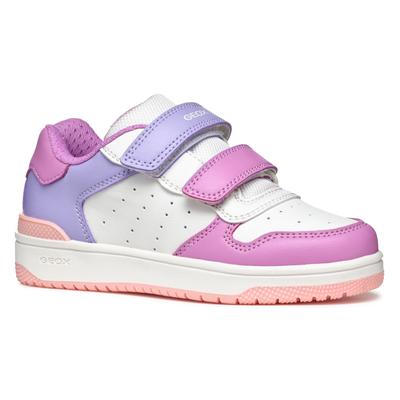 Sneaker GEOX "J WASHIBA GIRL", Kinder, Gr. 30, rosa (weiß, rosa), Synthetik, Textil, sportlich, Schuhe, Sneaker, Freizeitschuh, Klettschuh im Retro Look Image