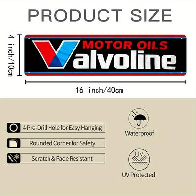 TEMU 1pc Alvoline Motor Oils Aluminum Sign - 4x16 Inch Multipurpose Wall Hanging Decor, Uv & Water Resistant, English Text For Home, Bar, Garage, Cafe & Man Cave