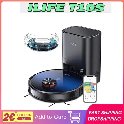 Ilife t10s Roboters taub sauger, 2 in 1 Staubsauger und Mopp, Selbst entleerung station, 3000pa Image