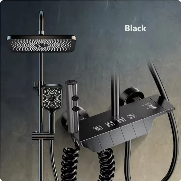 Bad Dusche Wasserhahn Set 4 Funktionen Digital anzeige Dusche Thermostat heiße kalte Duschen Mischer Drucken tladung Kupfer Wasserhähne