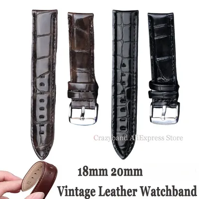 18/20mm Lederarmband Vintage Armband für Seiko Release Armband für Omega 14mm Universal Uhrenzubehör Business Strap Image