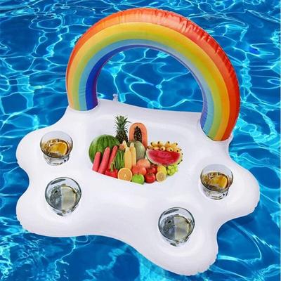 Ersandy - Aufblasbarer Regenbogen-Wolken-Getränkehalter, schwimmender Obstsalat-Getränkehalter, Image
