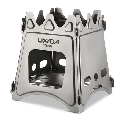 Lixada Compact Folding Titanium Wood Stove for Outdoor Camping Cooking Picnic Wood Burner camping