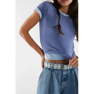 We The Free Hazy Tee at Free People in Steel Blue, Size: XL
