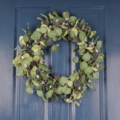 52cm Artificial Eucalyptus & Pussy-Willow Wreath