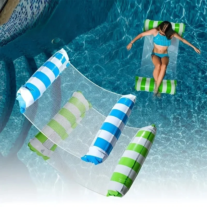 Sommer Wasser Spielzeug Schwimmen Hängematte Faltbare Streifen Luft Matratze Outdoor Pool Strand Aufblasbare Float Bett Wasser Spielzeug für Kind Erwachsene Image