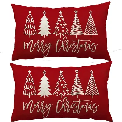 1/2 stücke Frohe Weihnachten rot dekoriert Kissen bezug, Terylen Kissen bezüge, dekorative Kissen bezug, Weihnachten Kissen bezug Image
