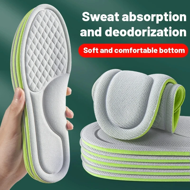 Sport-Einlegesohlen für Schuhe, 5D-Massage, weiches Deodorant, atmungsaktiv, stoßdämpfend, gepolstert, Laufsohlen für Füße, Männer und Frauen Image