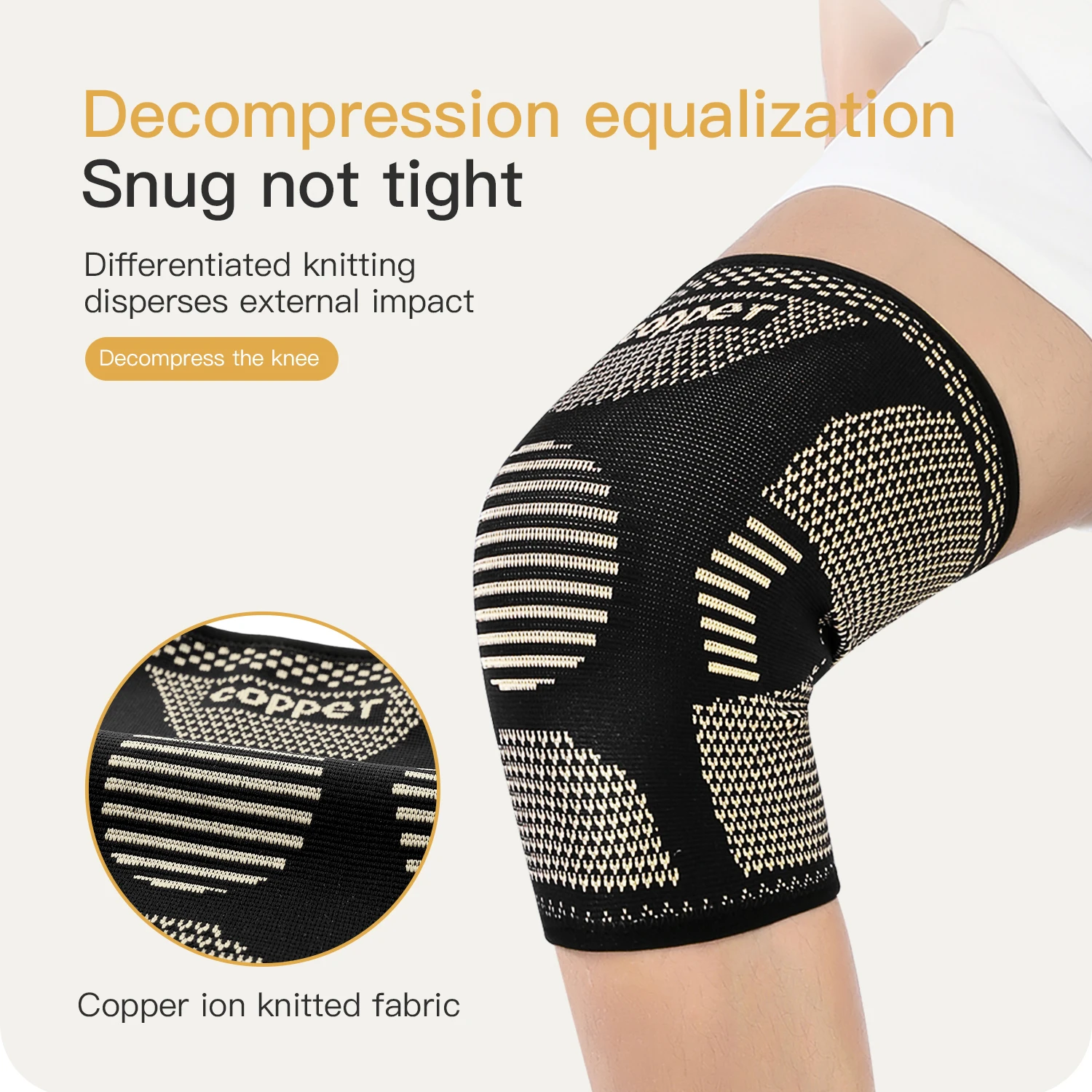1PC Kupfer Knieorthese für Arthritis Schmerzen Unterstützung-Kupfer Knie Hülse für knie schmerzen Kompression hülse für Sport, knie Schmerzen Relief Image