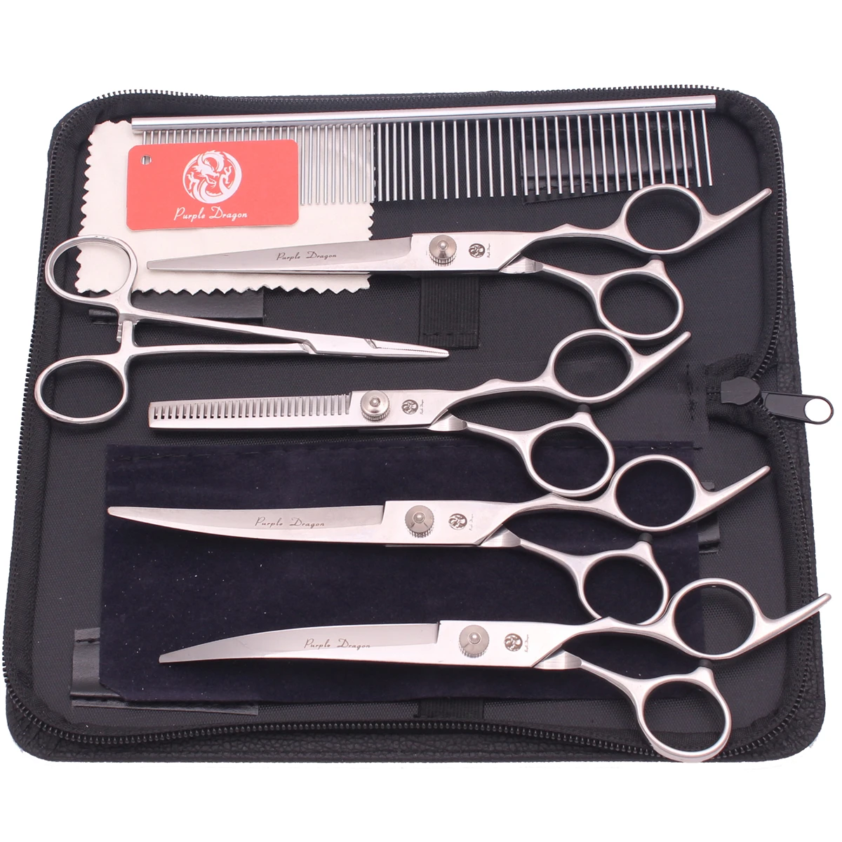 Haustierpflegeschere JP Edelstahl 6" 7" Hundeschere Haustier gebogene Schere Effilierschere Kammschere für die Fellpflege Z3001 Image