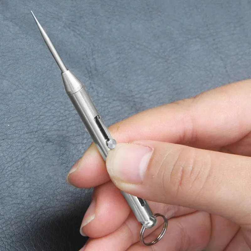 Camping Titan Legierung Push-pull Frühling Design Zahnstocher Mit Zahnstocher Halter Schlüsselbund Ultra Licht Multi-funktion Obst Gabel Image