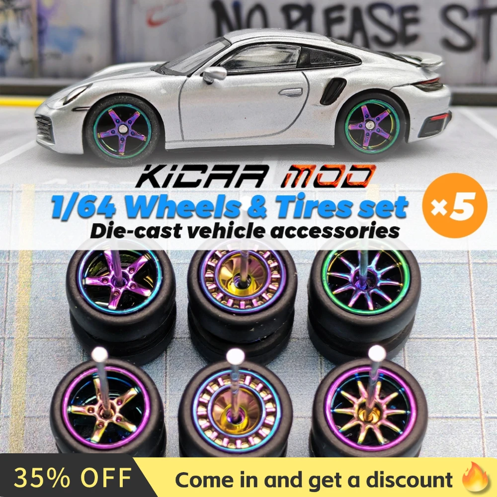 1/64 Spielzeugräder Chamäleon Farbe Gummireifen Gegossen Auto Hot Wheels Hobby Modifizierte Teile 5 Sätze/Pakete