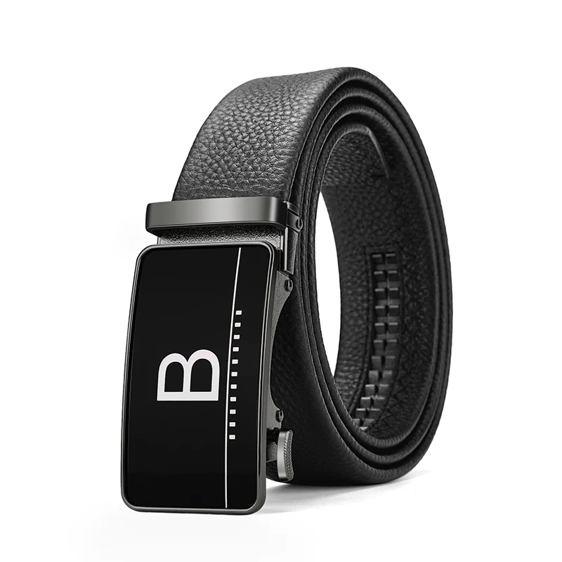 Hochwertiger Designergürtel mit automatischer Schnalle und Buchstaben, 3,5 cm breit, echtes Leder, modisches Rindsleder, lässige Jungen Image