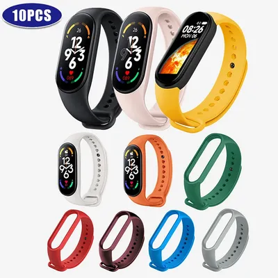 10 Stück Armband für Xiaomi Mi Band 7 6 5 4 3 Multi Color Sport Silikon Smart Armband auf Miband 7 Image