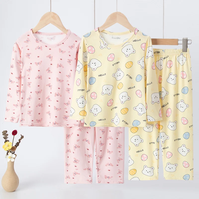 2-teilige Kinder vier Jahreszeiten dünne Unterwäsche Set Junge bequeme Herbst kleidung Mädchen niedlich bedruckte Herbst hose Set Image