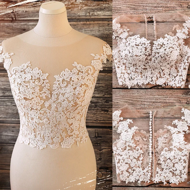 Hochzeitskleid, Jacke, Spitzenapplikationen, Braut-Topper, ärmellos, Brautmantel, Schal, Brautjacken, individuell gestaltet Image