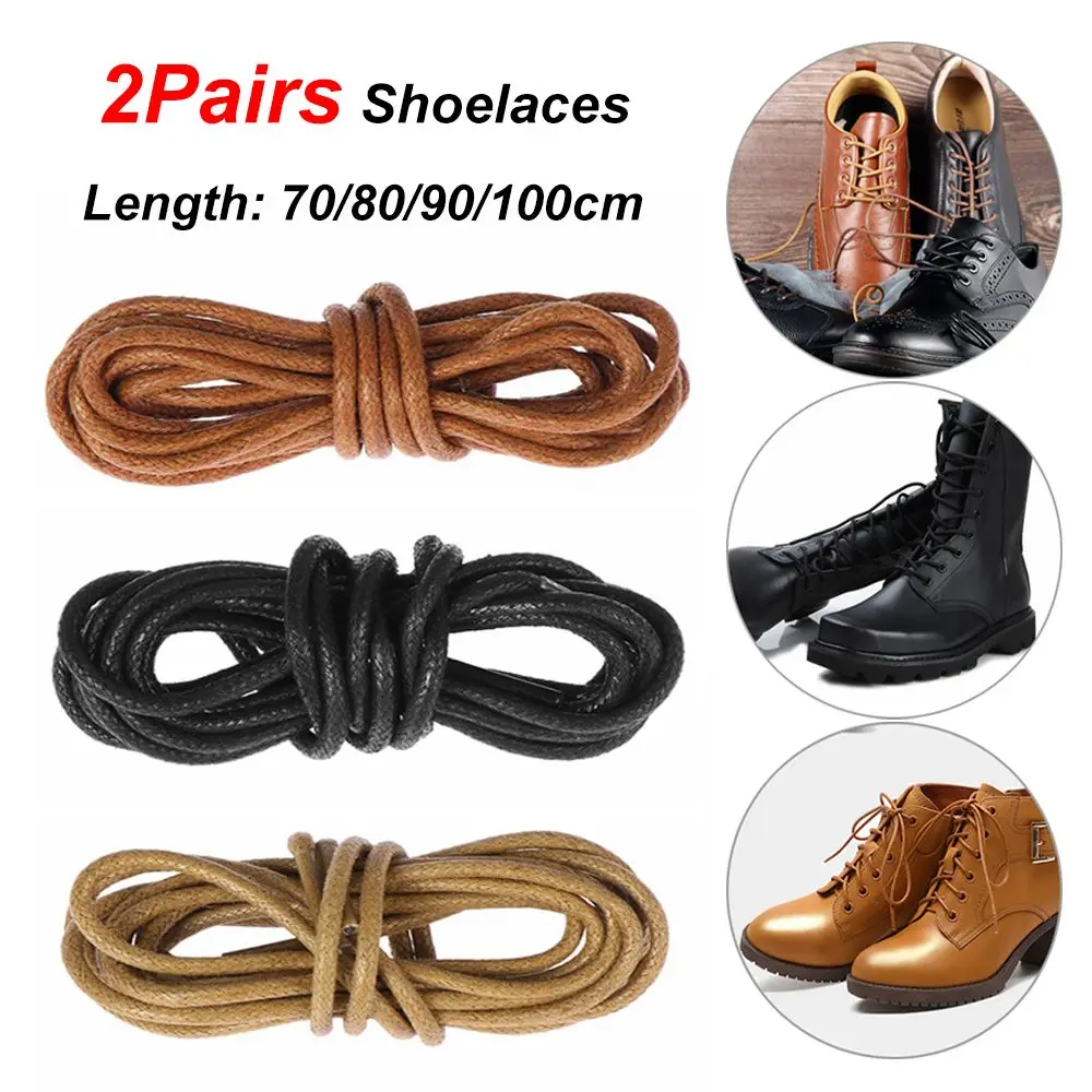 2 Paar 70/80/90/100cm runde gewachste Schnürsenkel Unisex Leder Kleid Schuhe Stiefel Schnürsenkel Schnüre Image
