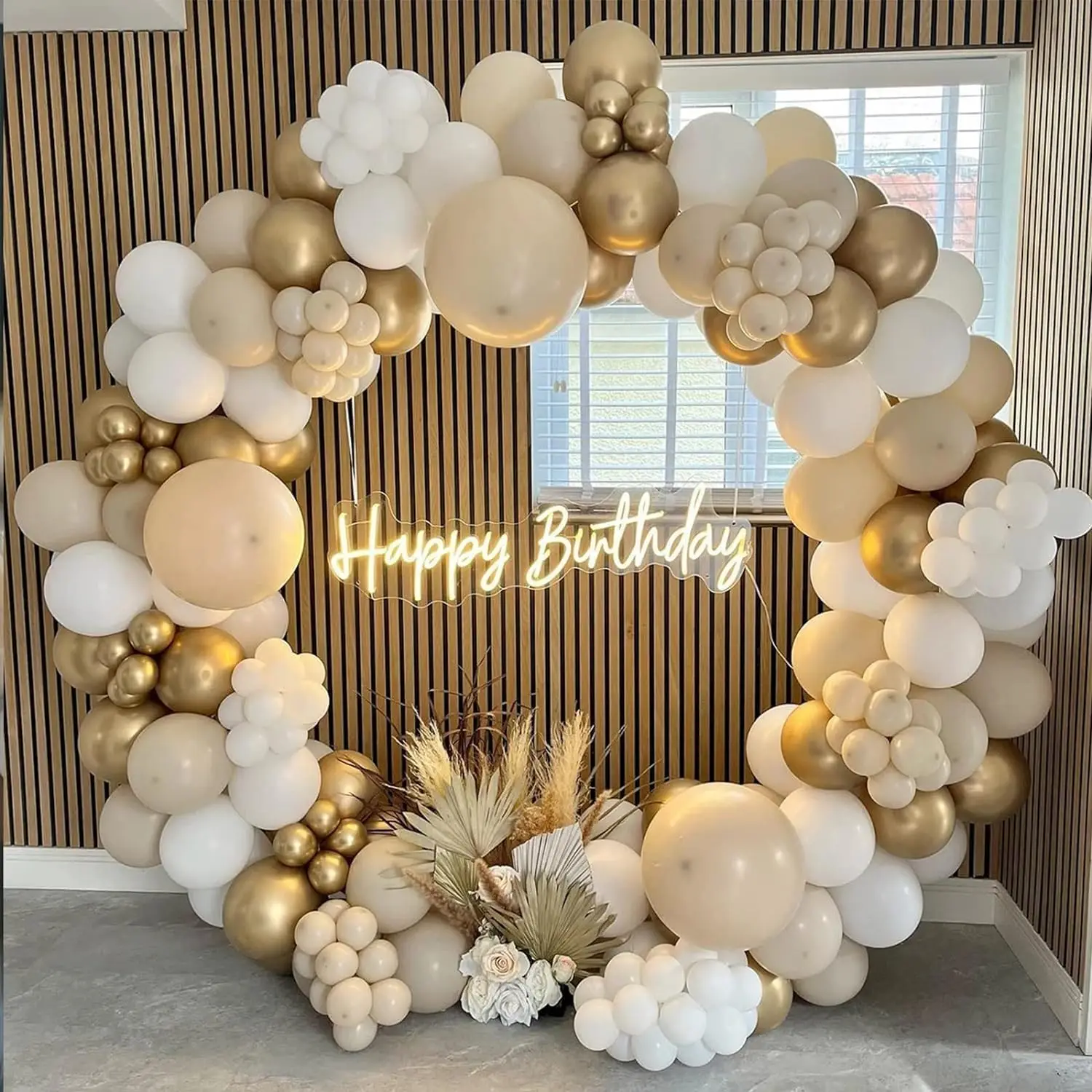 156 Stück weißer Sand Gold Luftballons Girlande Bogen Kit für Boho Hochzeit Baby Braut dusche Verlobung Jubiläum Geburtstag Dekorationen Image